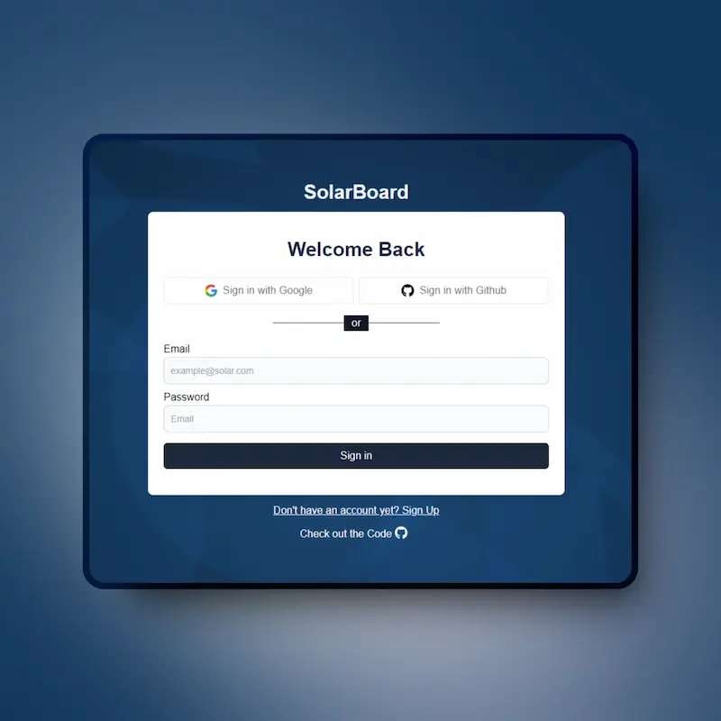 visual representation of the Solar Dashboard project