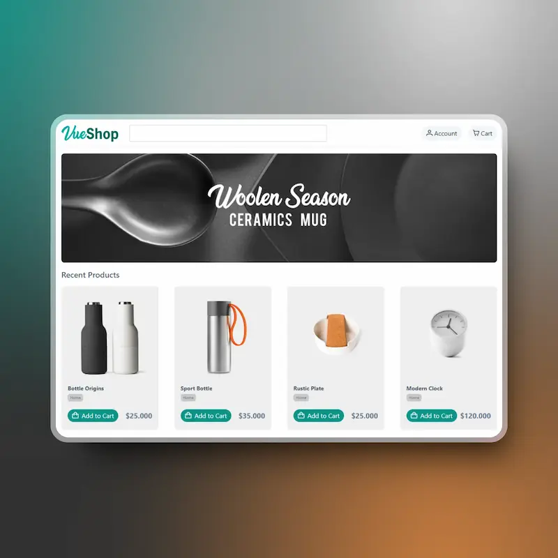 visual representation of the VueShop project